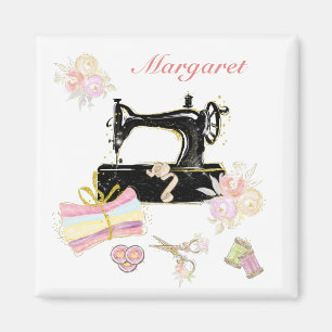 Personalisierte Vintage Nähmaschine und Gewebe Magnet