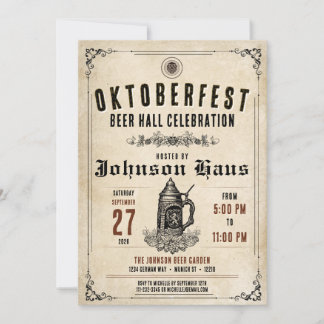 Personalisierte Vintage-Oktoberfest-Einladung Einladung
