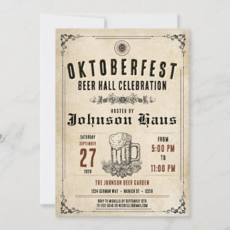 Personalisierte Vintage-Oktoberfest-Einladung Einladung