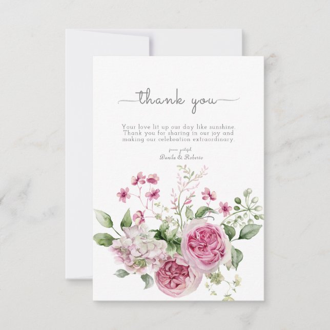 Personalisierte Vintage Peony Floral Wedding Dankeskarte (Vorderseite)
