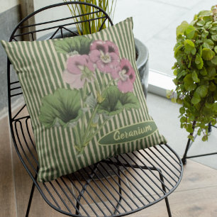 Personalisierte Vintage Pink-Weiße Geranie-Blume Kissen