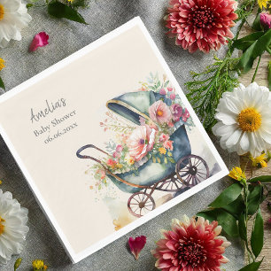 Personalisierte Vintage Pram Babydusche Serviette