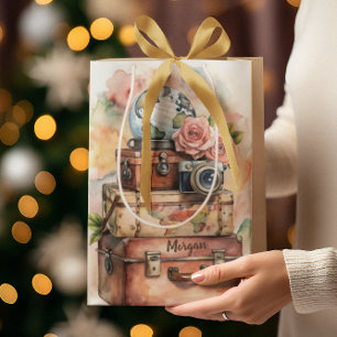 Personalisierte Vintage-Reise-Illustration Mittlere Geschenktüte