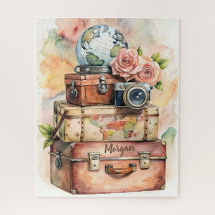 Personalisierte Vintage-Reise-Illustration Puzzle