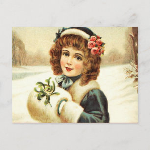 Personalisierte Vintage Retro Weihnachts-Postkarte Feiertagspostkarte