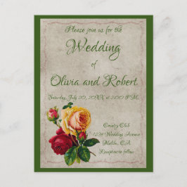 Personalisierte Vintage Rot- und Gelbrosen Postkarte