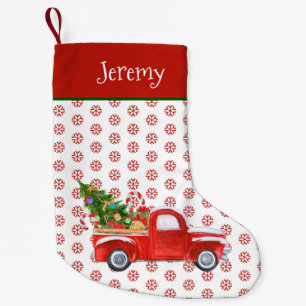 Personalisierte Vintage rote Kleiner Weihnachtsstrumpf