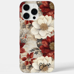 Personalisierte Vintage Rote und Weiße Weihnachtsb iPhone 16 Pro Max Hülle