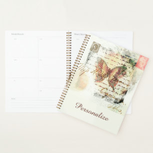Personalisierte Vintage-Schmetterlings-Post Planer