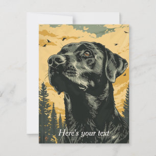 Personalisierte Vintage Schwarze Labrador-Posters Postkarte