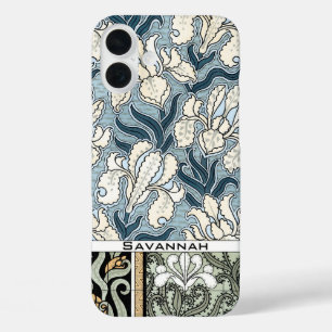 Personalisierte Vintage-Schwertlilie-Muster iPhone 16 Plus Hülle