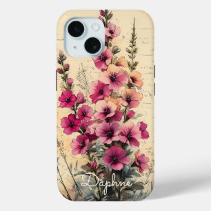Personalisierte Vintage Shabby Chic Rosa Wildblume Case-Mate iPhone Hülle