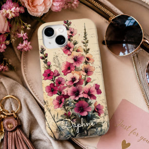 Personalisierte Vintage Shabby Chic Rosa Wildblume Case-Mate iPhone Hülle