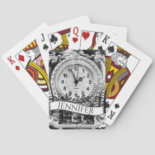 Personalisierte Vintage-Silberuhr Gothic Spielkarten