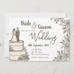 Personalisierte Vintage Sketch Elegante Kalligraph Einladung