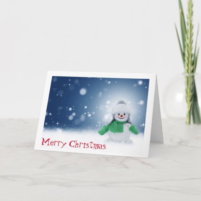 Personalisierte Vintage Snowman Weihnachtskarte Dankeskarte (Vorderseite)