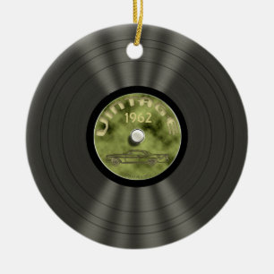 Personalisierte Vintage Vinyl-Schallplattendekorat Keramikornament