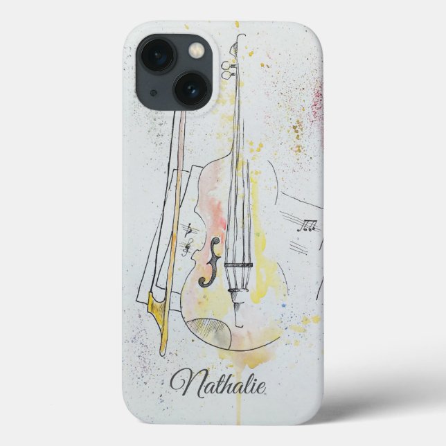 Personalisierte Vintage Violinblume Case-Mate iPhone Hülle (Rückseite)