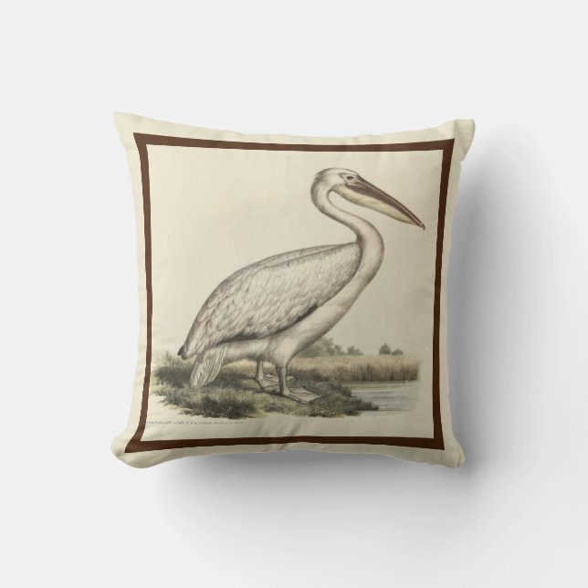 Personalisierte Vintage Wasserfarbe Pelican Kissen (Vorderseite)