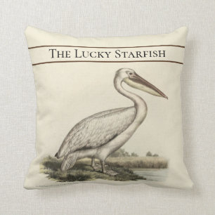 Personalisierte Vintage Wasserfarbe Pelican Kissen
