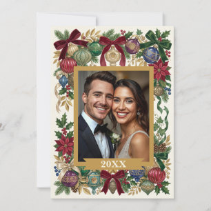 Personalisierte Vintage-Weihnachts-/Antiquitäten-O Feiertagskarte