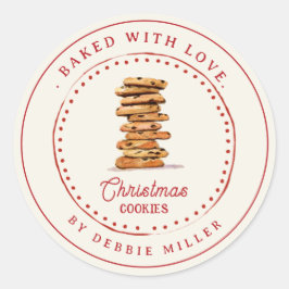Personalisierte Vintage-Weihnachtsplätzchen-Backen Runder Aufkleber