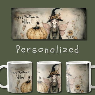 Personalisierte Vintage Whimsical Halloween Hexe, Kaffeetasse
