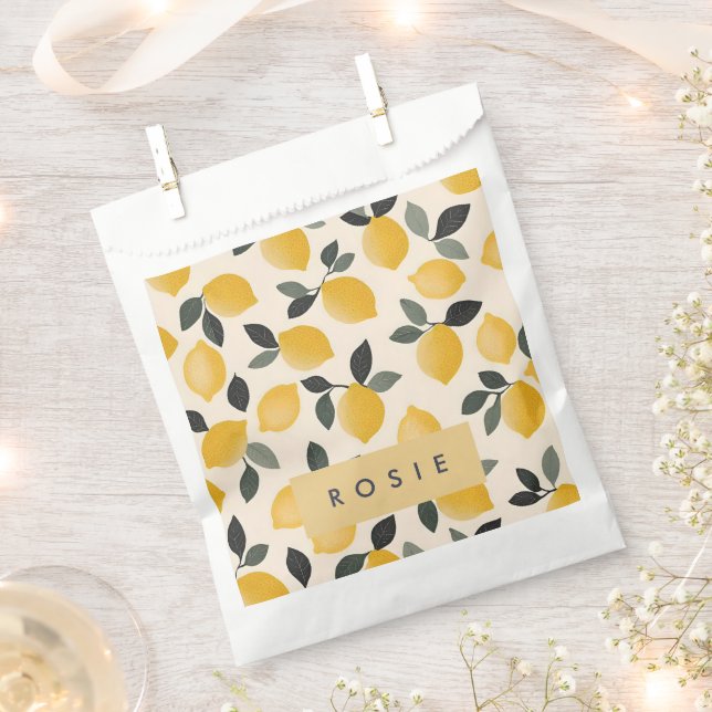 Personalisierte Vintage Zitronen mit grünen Blätte Geschenktütchen (Ausgeschnitten)