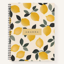 Personalisierte Vintage Zitronen mit grünen Blätte Notizbuch