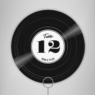 Personalisierte Vinyl Record Schwarz-weiße Tischnu Save The Date