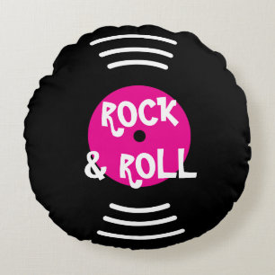 Personalisierte Vinyl-Rock-&-Roll-Musikplatte Rundes Kissen