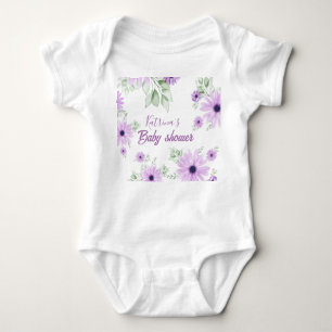 Personalisierte Violett Wasserfarben Blume Kinderd Baby Strampler