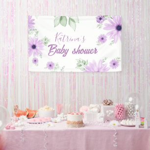 Personalisierte Violett Wasserfarben Blume Kinderd Banner