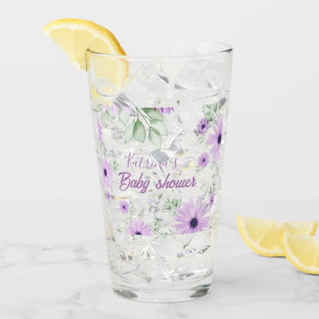 Personalisierte Violett Wasserfarben Blume Kinderd Glas (Vorderseite Ice)