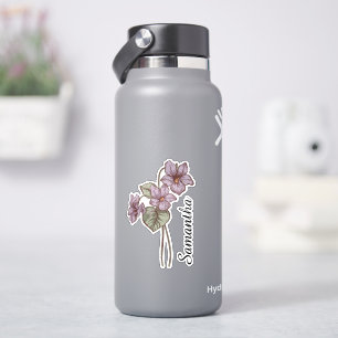 Personalisierte violette florale Namen individuell Aufkleber