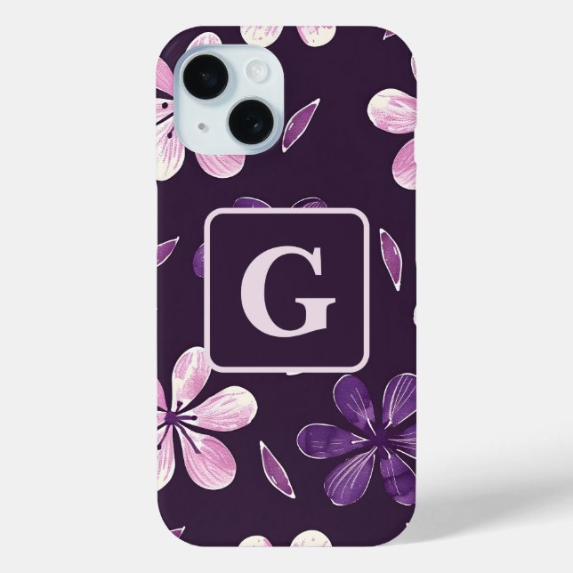 Personalisierte, violette Handblumen Case-Mate iPhone Hülle (Rückseite)