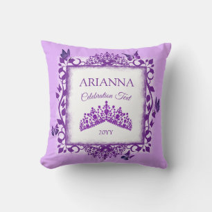 Personalisierte violette Tiara und Schmetterlinge  Kissen