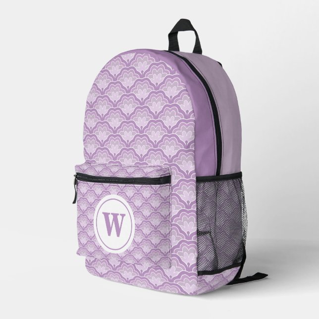 Personalisierte Violettöne Blumenmuster Bedruckter Rucksack (Rückseitige Ecke Rechts)
