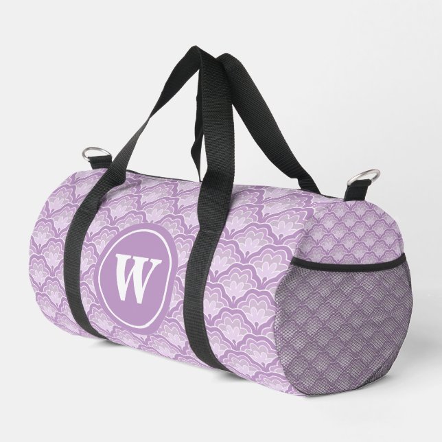 Personalisierte Violettöne Blumenmuster Duffle Bag (Rechte Ecke)