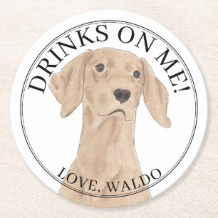 Personalisierte Vizsla Dog Wedding Runder Pappuntersetzer