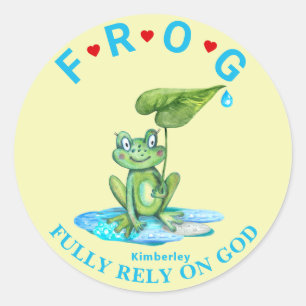 Personalisierte Voll auf die Gottesfrosch-Klassik- Runder Aufkleber