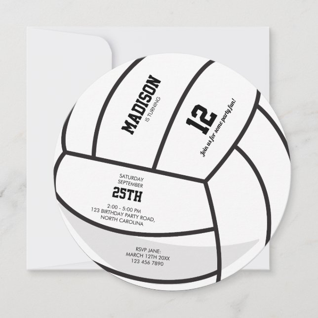 Personalisierte Volleyball-Ball Geburtstagsparty Einladung (Vorderseite)