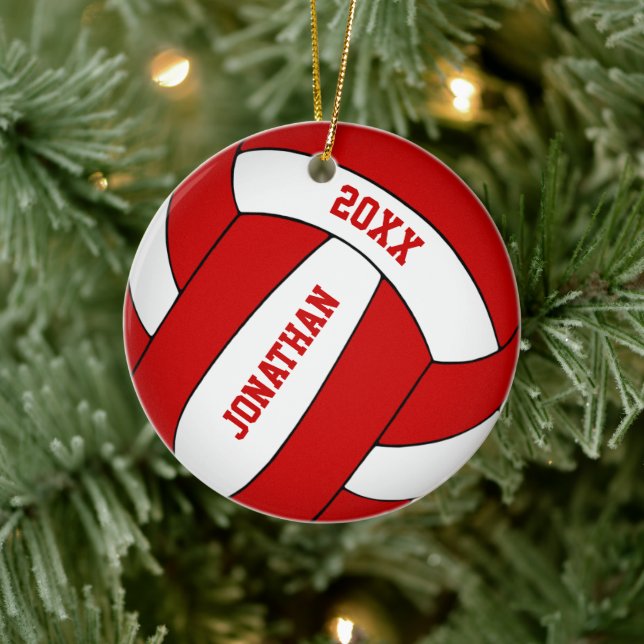 personalisierte Volleyball-Buben Keramik Ornament (Baum)