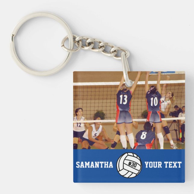 Personalisierte Volleyball-Foto Schlüsselanhänger (Vorderseite)