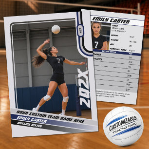 Personalisierte Volleyball-Handels Karte Blau Grau