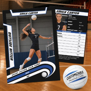 Personalisierte Volleyball-Handelskarte Blau Weiß Telefonnummerkarte