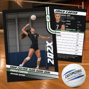 Personalisierte Volleyball-Handelskarte Grün Schwa Telefonnummerkarte