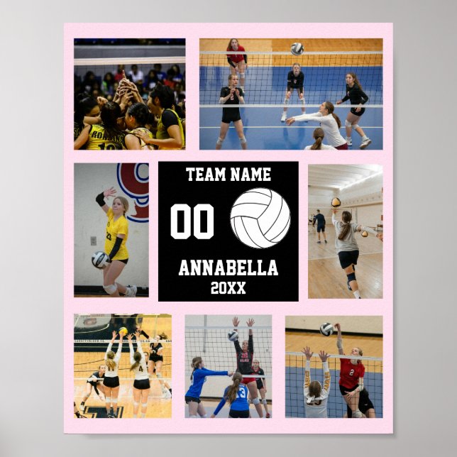 Personalisierte Volleyball-Team Girls FotoCollage Poster (Vorne)