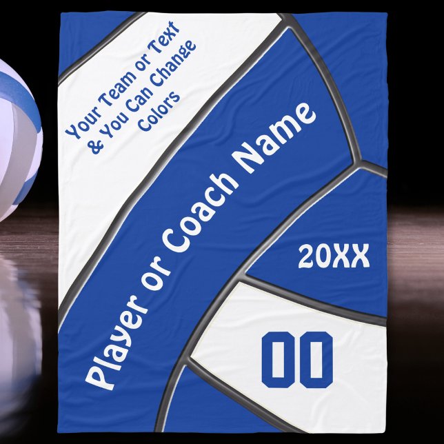 Personalisierte Volleyballgeschenke für Spieler od Fleecedecke (Volleyball Fleece Blanket. Gift ideas for Volleyball Coaches. Gifts for Volleyball Seniors. Blue.)