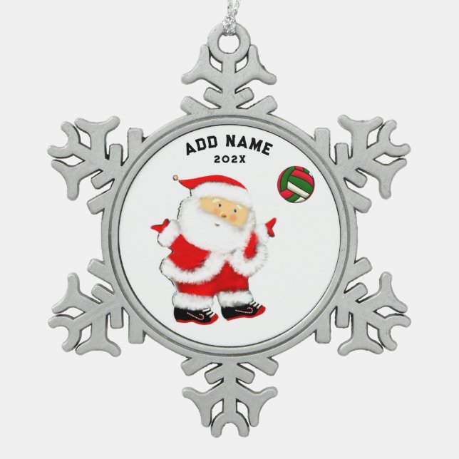 Personalisierte Volleyballgeschenke Schneeflocken Zinn-Ornament (Vorderseite)